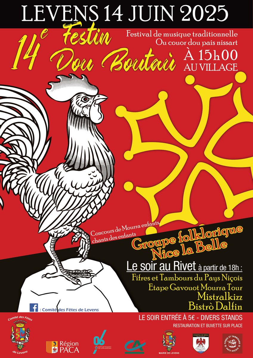 Levens Tourisme (@levenstourisme) on Twitter photo Nous vous attendons nombreux
SAMEDI 14 JUIN pour le FESTIN DOU BOUTAU à Levens
Buvette, restauration sur place, stands...
E viva !
<a href="/ExploreNCA/">Explore Nice Côte d'Azur</a> <a href="/VilleLevens/">Village de Levens</a> <a href="/LevensTourisme/">Levens Tourisme</a> #moyenpaysniçois #nissart #baleti Nous vous attendons nombreux
SAMEDI 14 JUIN pour le FESTIN DOU BOUTAU à Levens
Buvette, restauration sur place, stands...
E viva !
<a href="/ExploreNCA/">Explore Nice Côte d'Azur</a> <a href="/VilleLevens/">Village de Levens</a> <a href="/LevensTourisme/">Levens Tourisme</a> #moyenpaysniçois #nissart #baleti