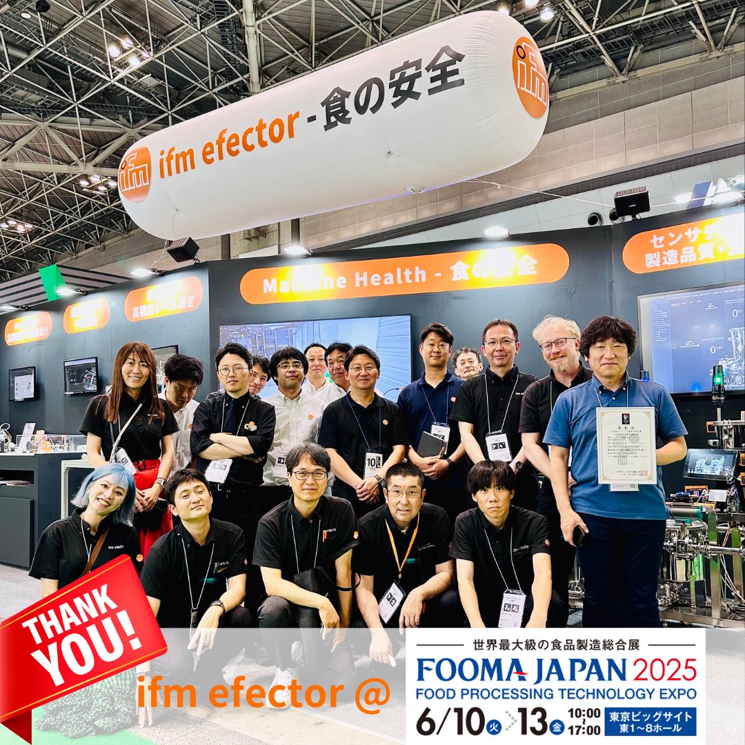 ifm_JP's tweet photo. 本日、無事に #FOOMA を終えることが出来ました！
弊社のブースにお立ち寄り頂き、誠にありがとうございました。

弊社がご提供するソリューションにご興味いただけましたら、是非下記のURLよりお問合せください⏩https://t.co/WWWnpT7fv5

今後とも、よろしくお願いいたします。
#予兆保全 #食品機械 https://t.co/4cQfG6IKMK