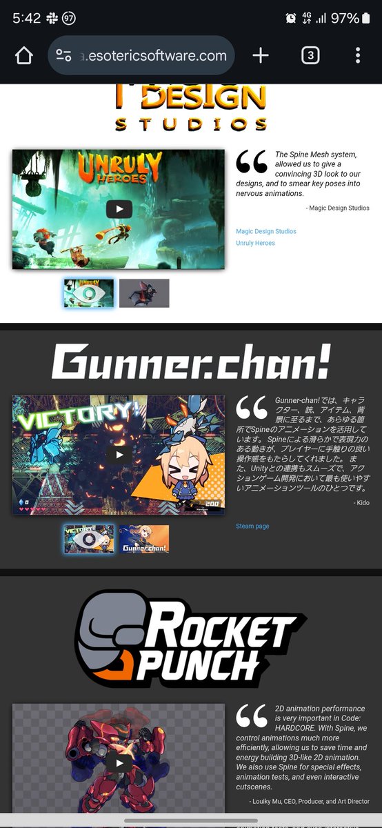 hadekan3's tweet image. spine公式サイトにガンナーちゃんが紹介されてる…！？
これはspineアニメーターやってる自分には大変な誉れです
ja.esotericsoftware.com/spine-showcase…