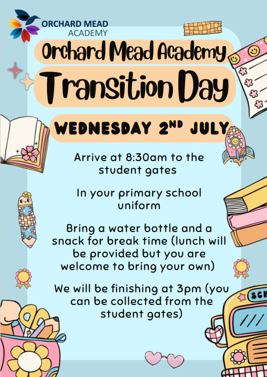 - Get ready to dive into your next adventure at Orchard Mead Academy’s Transition Day—new friends, epic challenges and unforgettable memories await! 🎉 #OMATransitionDay #NextChapter