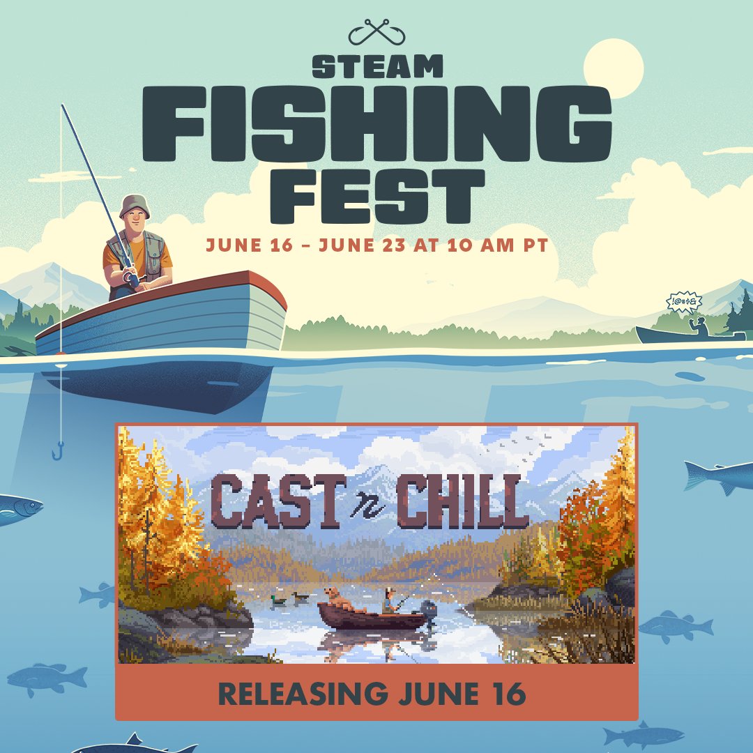 WombatBrawler's tweet image. Cast n Chill is launching in just a few days at the Steam Fishing Fest.
🎣 Upgrade your gear.
🏞️ Explore beautiful fishing spots.
🐟 Complete your collection.
🐶 Bring your pup.
Wishlist now!
store.steampowered.com/app/3483740?ut…
#steamfishingfest #steam