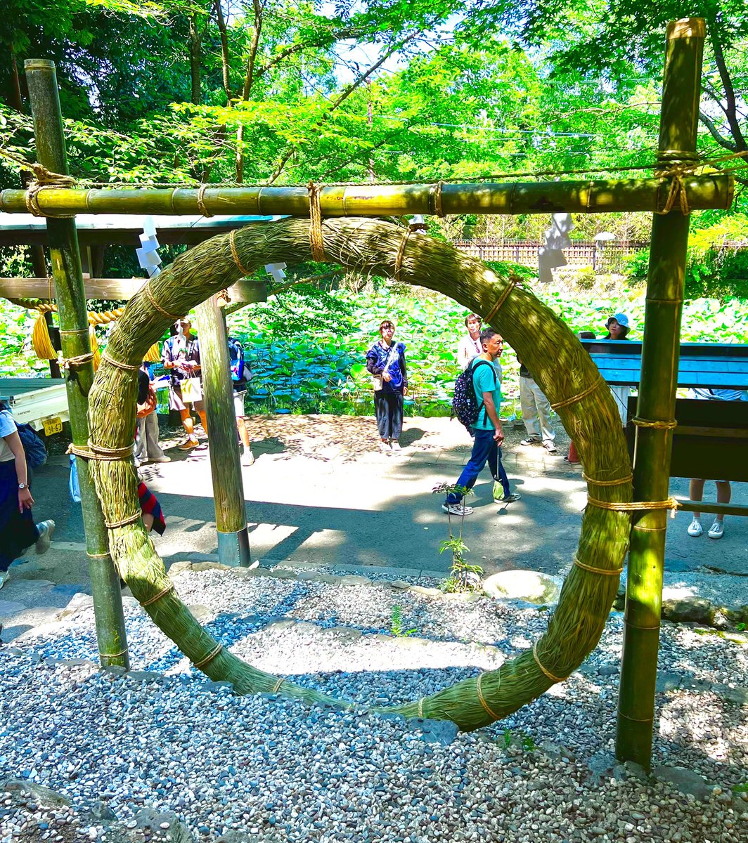 smallforestfarm's tweet image. 御髪神社の真菰の茅の輪の取り付けが完了しました。
八の字に潜って半年分の厄を祓い、無病息災を願いました。
沢山の方に潜っていただけたら嬉しいです⭐︎