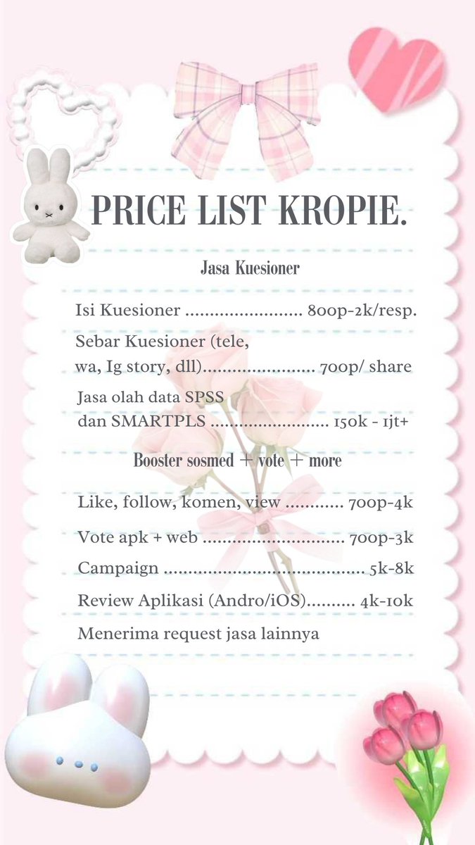 Kropieโฬฏอก ส || ๐ Jasa Isi & Sebar Kuesioner tweet media
