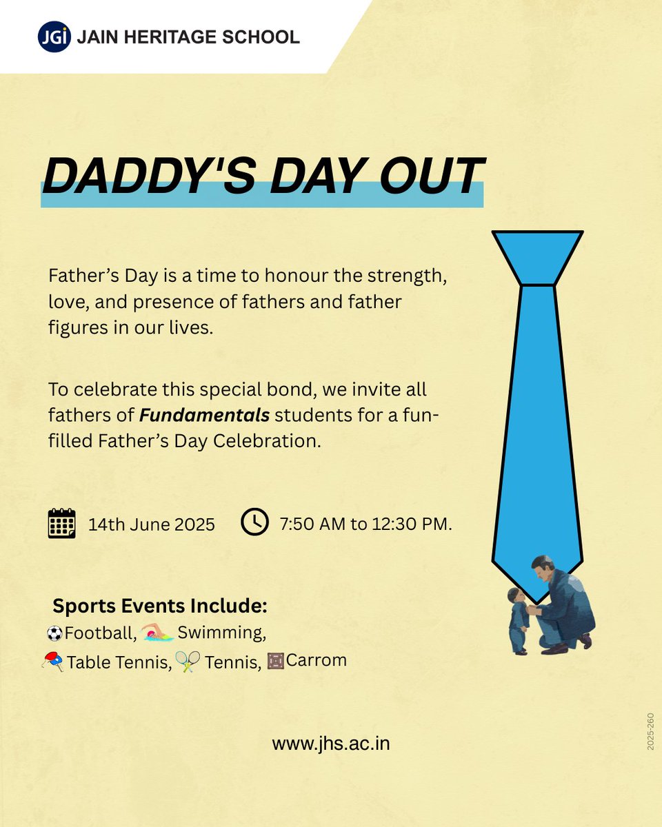 A day for our real-life heroes!
From goals to game points — it's Dad's time to shine at JHS!

#JHS #JAINHeritageSchool #DaddysDayOut #FathersDay #JHSCelebratesDad