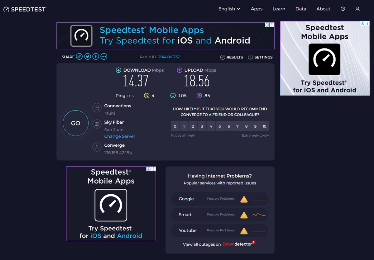 Raykosen's tweet photo. #ConvergeFastestSpeedTestChallenge, #ConvergeSpeedtestChallenge. https://t.co/BfNrzmISYW