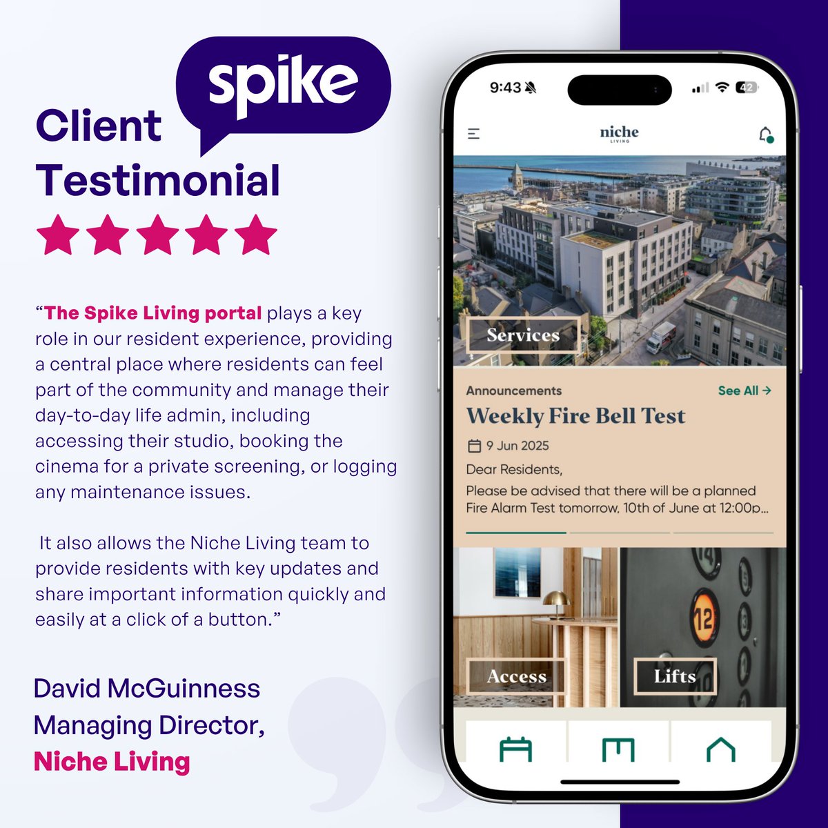 Niche Living, owner, and operator of Ireland’s first purpose built #CoLiving development in Dun Laoghaire, South #Dublin, partnered with <a href="/SpikeGlobal/">Spike</a> to utilise its market-leading resident engagement portal, #SpikeLiving. 📲 🏢

PR 🔽
hubs.li/Q03r-tDd0

#ResidentEngagement