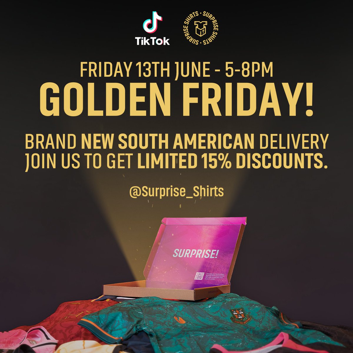 It's Golden Friday again 👀

Join us LIVE on TikTok tonight, from 5-8PM! 

We've got a brand new South American delivery to unbox and a limited number of 15% off vouchers 🇵🇪🔥

Sign up for the event here! 👇
tiktok.com/live/event/751…