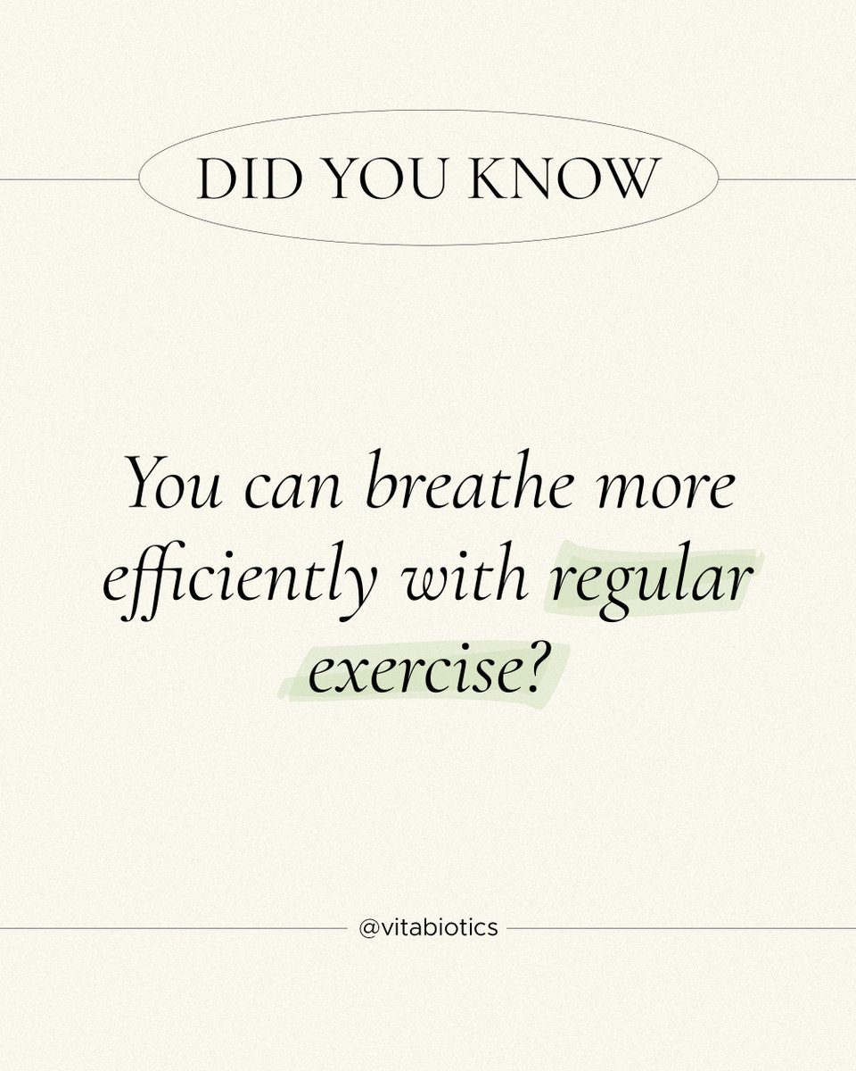 vitabiotics's tweet image. Exercise increases the efficiency of your lungs and the oxygen transport in your bloodstream, meaning over time, you’ll require less effort to breathe.

#DidYouKnow #ExerciseBenefits