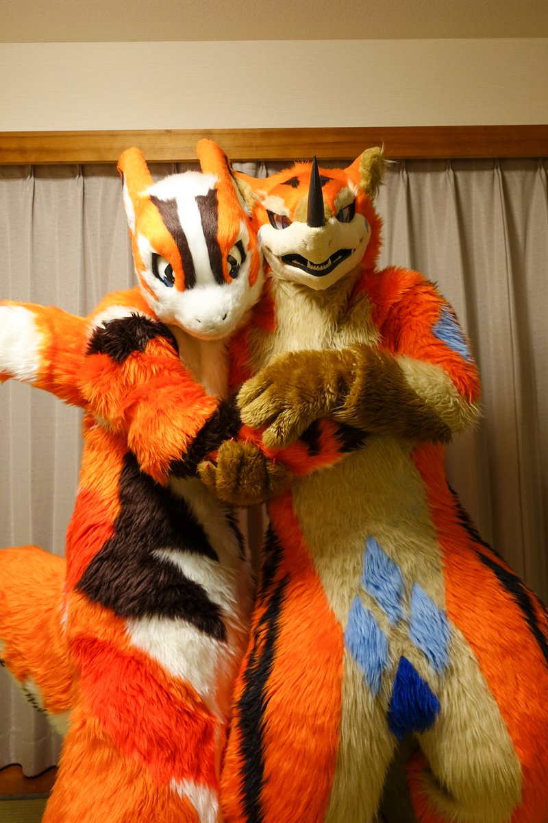 オレンジドラゴン同士！初めてお会いできました😆
#FursuitFriday