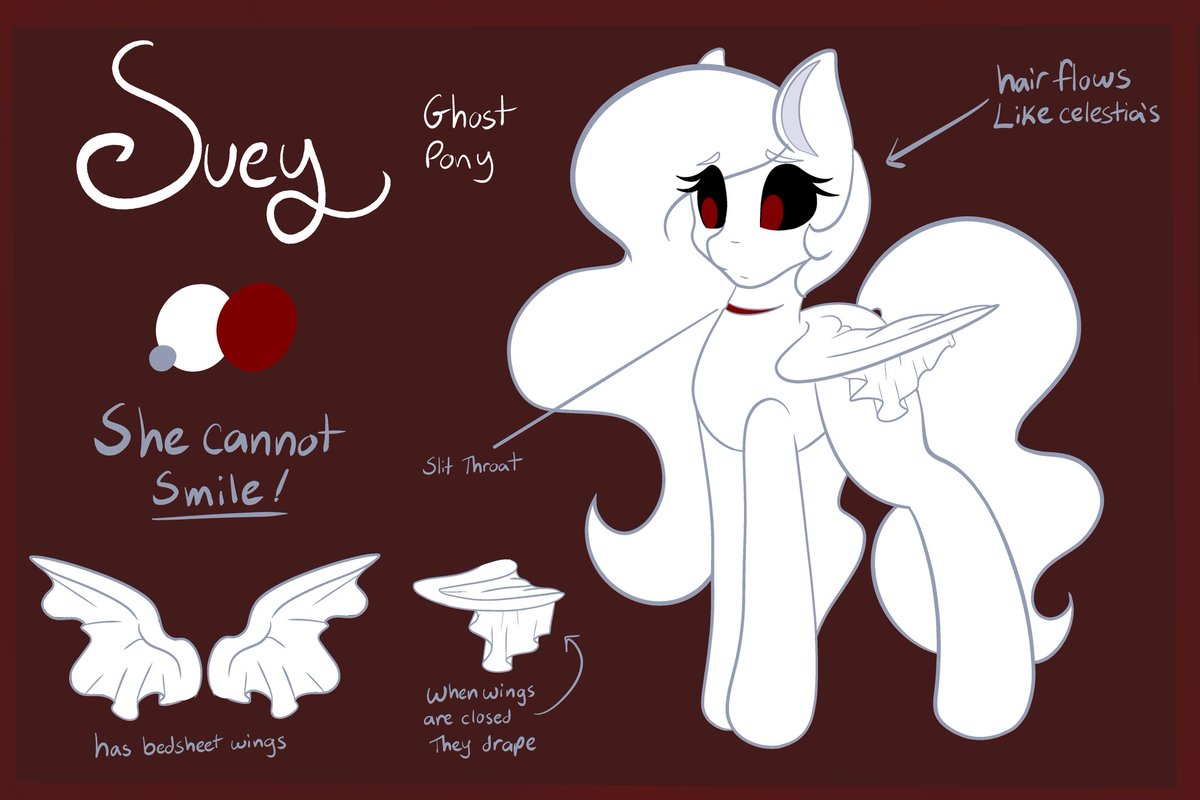 A long overdo updated ref of my ghost pony Suey! 

I love her so much I really need to draw her more 
#mlp #mlpoc #mlpocary #mlpocref #ghost #ghostpony #ghostoc