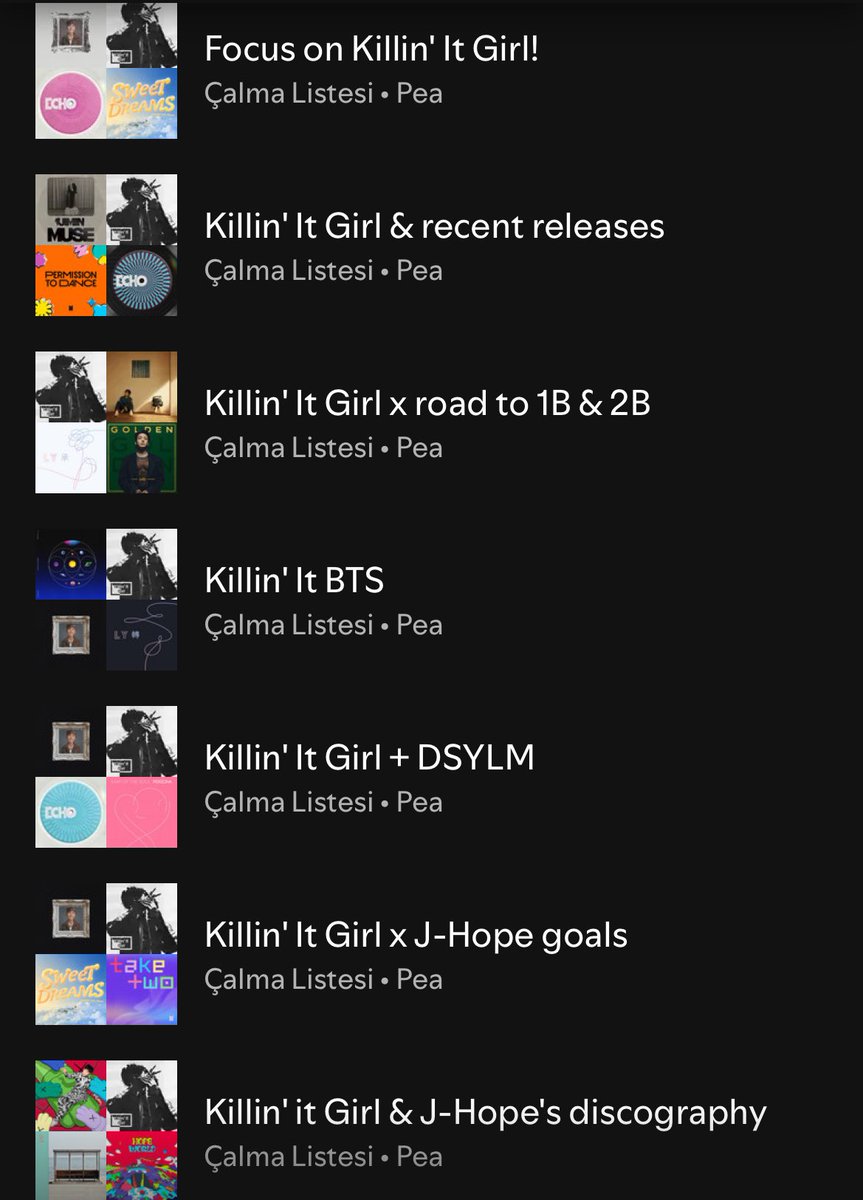 Killin’ It Girl odaklı Spotify playlistleri:

🔗 open.spotify.com/user/creativep…