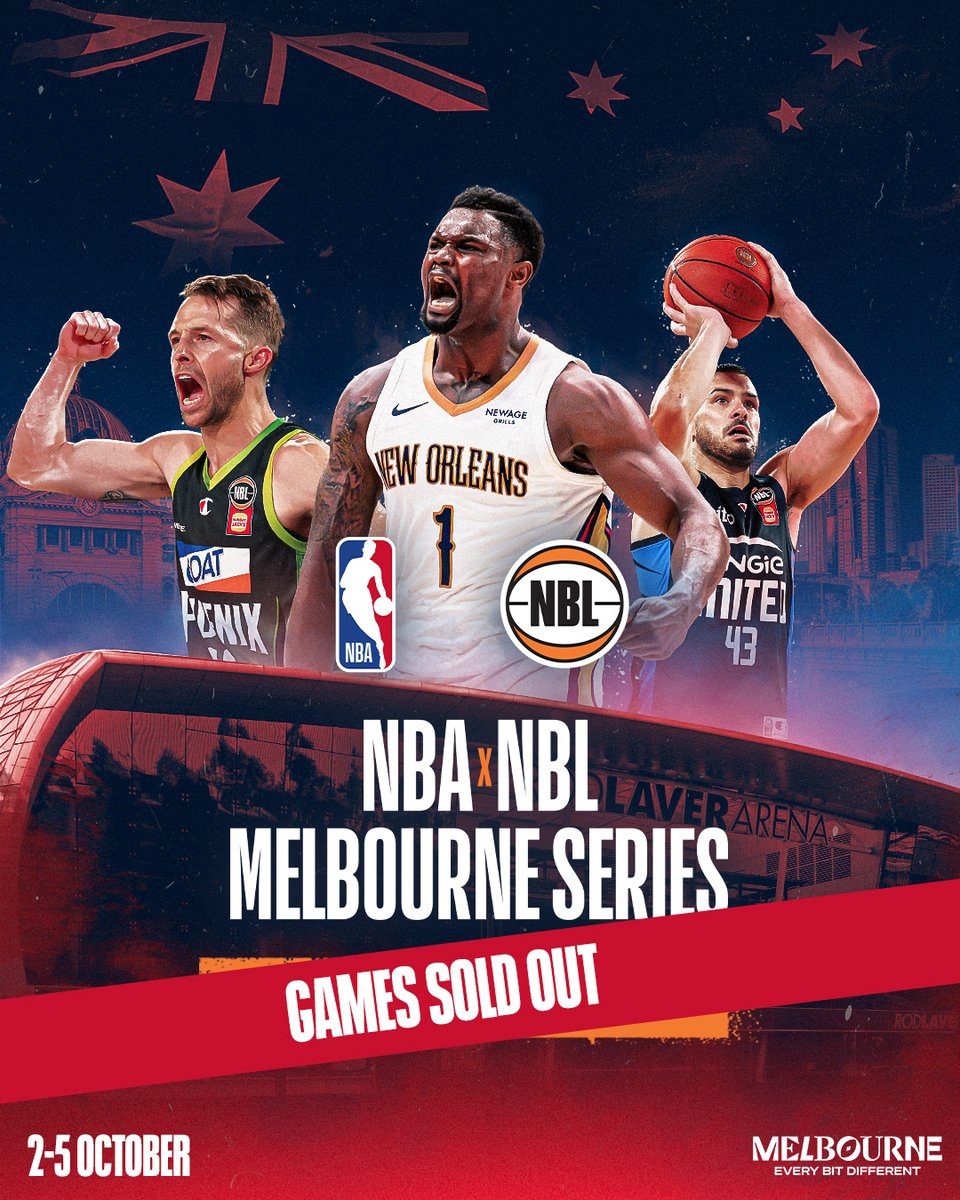 NBL (@nbl) on Twitter photo The NBAxNBL Melbourne Series is officially SOLD OUT 🚨
Rod Laver Arena will be rocking this October, as <a href="/PelicansNBA/">New Orleans Pelicans</a> take on <a href="/MelbUnited/">Melbourne United</a> and <a href="/SEMelbPhoenix/">South East Melbourne Phoenix</a> 🤩
Limited tickets remain for the exclusive New Orleans Pelicans Open Training Session and Fan Night 🎟️
For more The NBAxNBL Melbourne Series is officially SOLD OUT 🚨
Rod Laver Arena will be rocking this October, as <a href="/PelicansNBA/">New Orleans Pelicans</a> take on <a href="/MelbUnited/">Melbourne United</a> and <a href="/SEMelbPhoenix/">South East Melbourne Phoenix</a> 🤩
Limited tickets remain for the exclusive New Orleans Pelicans Open Training Session and Fan Night 🎟️
For more