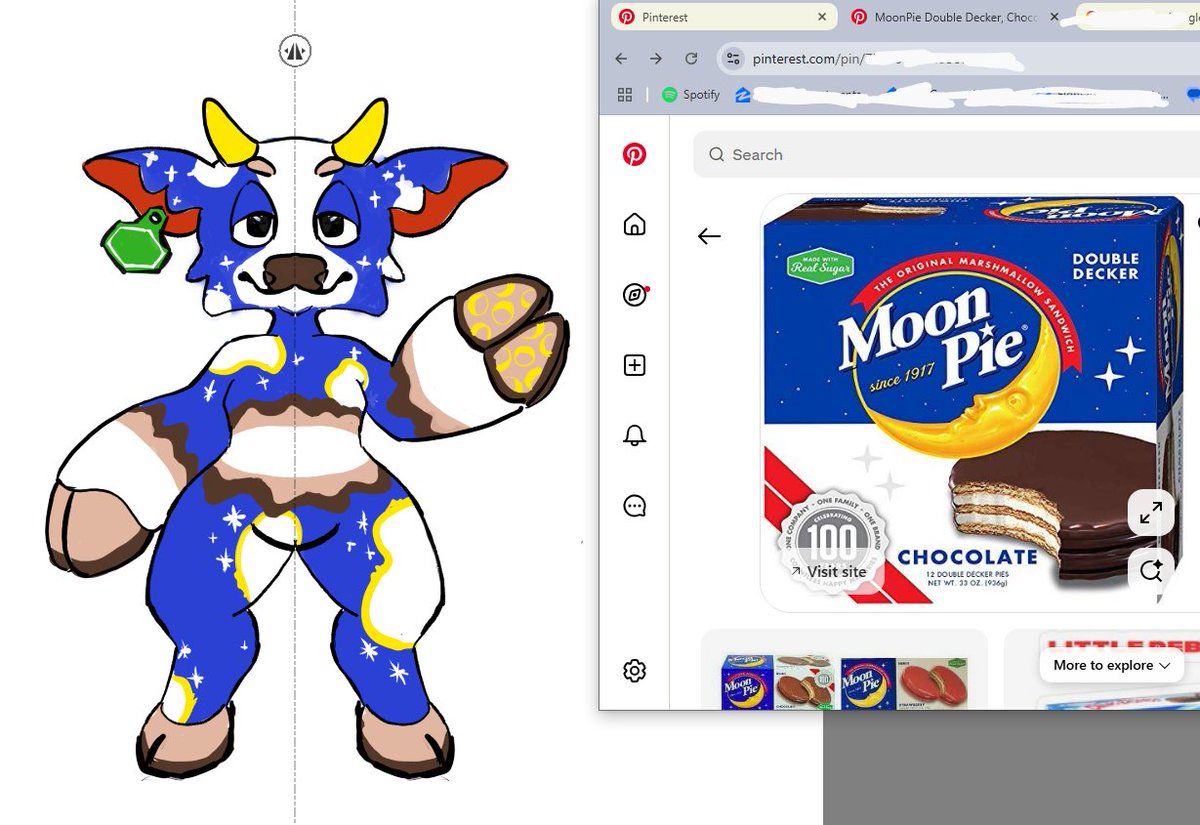 New sona ✨✨
Meet Decker! The Moo-n Cow... Not so subtly based off the theme of a 🌜 Moon Pie🌛