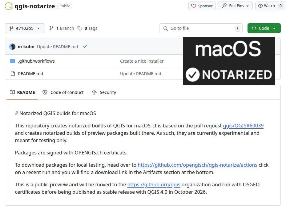 OPENGISch's tweet image. Oops… he did it again! 🎵
Our CTO @_mKuhn just dropped experimental NOTARIZED macOS installers for the upcoming #QGIS 4.0 🍏🚀
👉 Grab them & test away: buff.ly/Z8Lm5fi