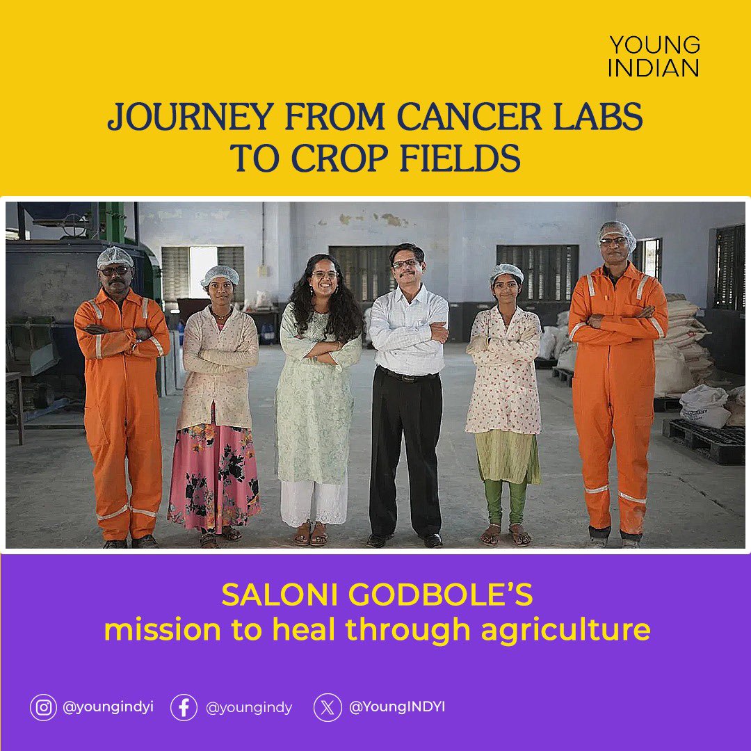YoungINDYI's tweet photo. Microbiologist Saloni Godbole left cancer research to support India’s farmers. Through her startup,  Occamy Bioscience, she developed plant-based nutraceuticals that have already benefited 15,000+ farmers. #womeninscience #microbiologist #agriculture https://t.co/MqUgXr1Gt0
