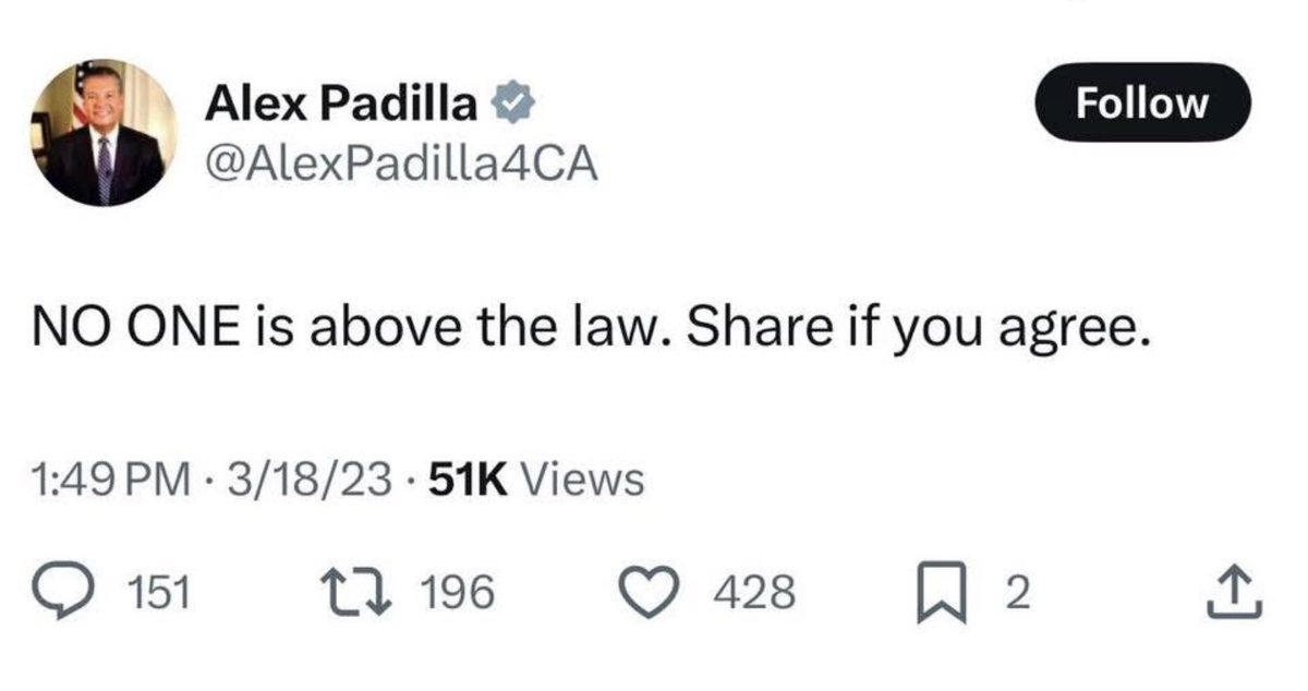jwadex46's tweet photo. @AlexPadilla4CA https://t.co/w7xXgB7Jfn