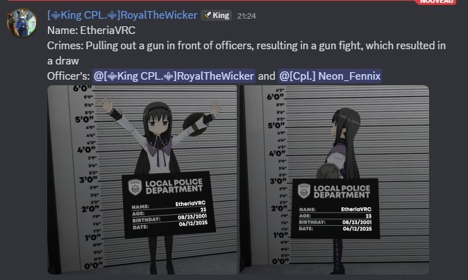 VRC_Eterhia's tweet image. Got arrested by the LPD for the 3rd time (and not the last, hehe)

#VRChat #VRV