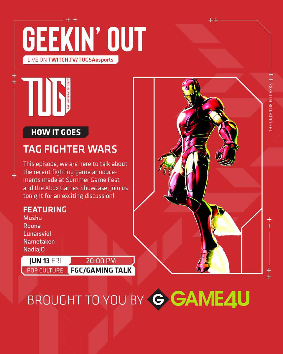 GEEKIN’ OUT #3

It’s that time of the week once again, join us tonight for a fun filled discussion about the recent fighting game announcements and much more!

Join the conversation tonight, live on twitch!

See you there!😎