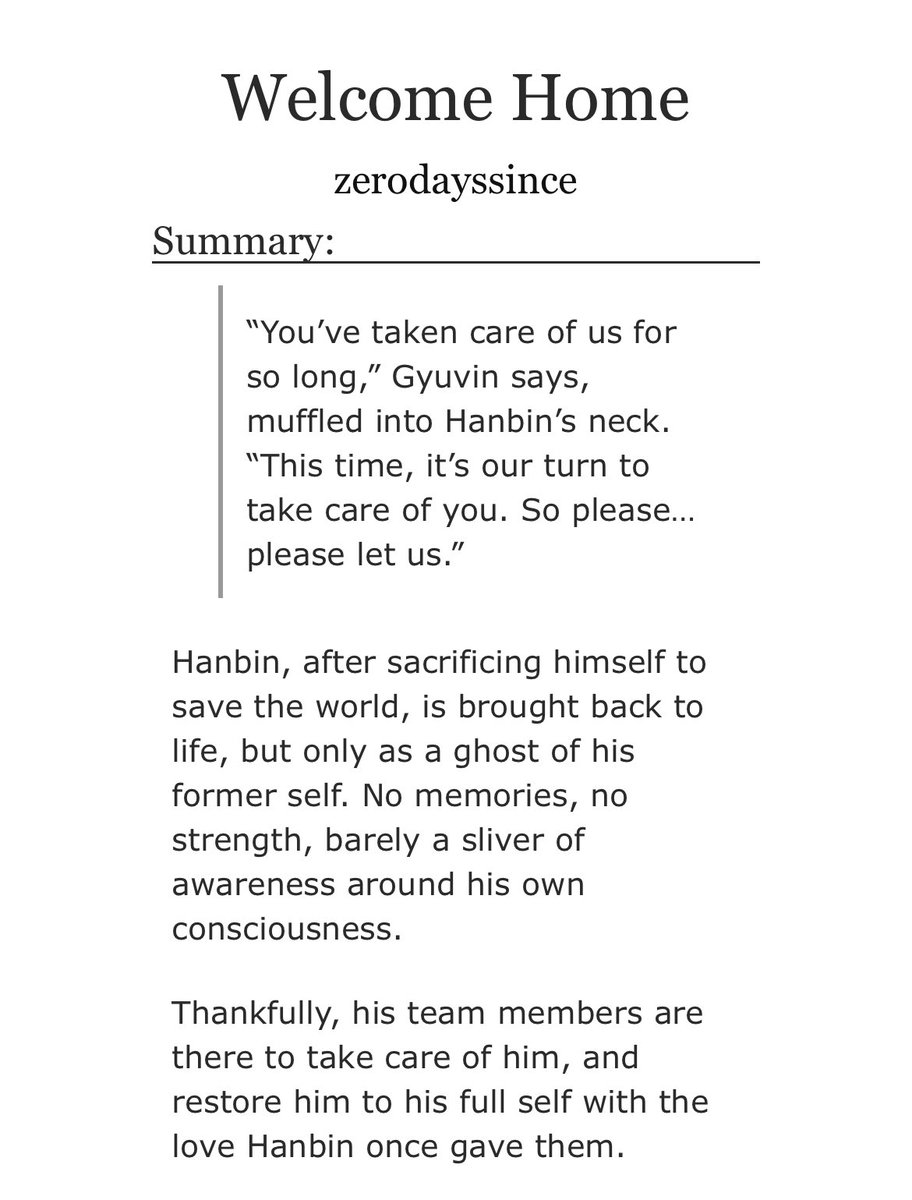 ze_rowan's tweet image. Welcome Home

✨ binneul / neulbin
✨ superpowers au, modern with fantasy elements, found family
✨ bin-centric, bin &amp;amp; everyone
✨ everyone takes care of bin for 27k words that’s it that’s the fic 
✨ (happy birthday bin!!!)

⛓️‍💥 in replies