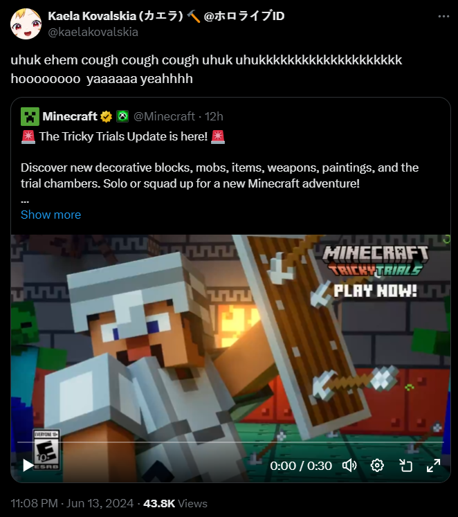 pastellefinity's tweet photo. Merry 1st year for the last year's update πβ
#Minecraft #TrickyTrials #TrickyversaryTrials πβ
(a tweet by (π·*π€π°πΆπ¨π©*π·) the coolest blacksmith while the update came out) https://t.co/wFu6okVRCz