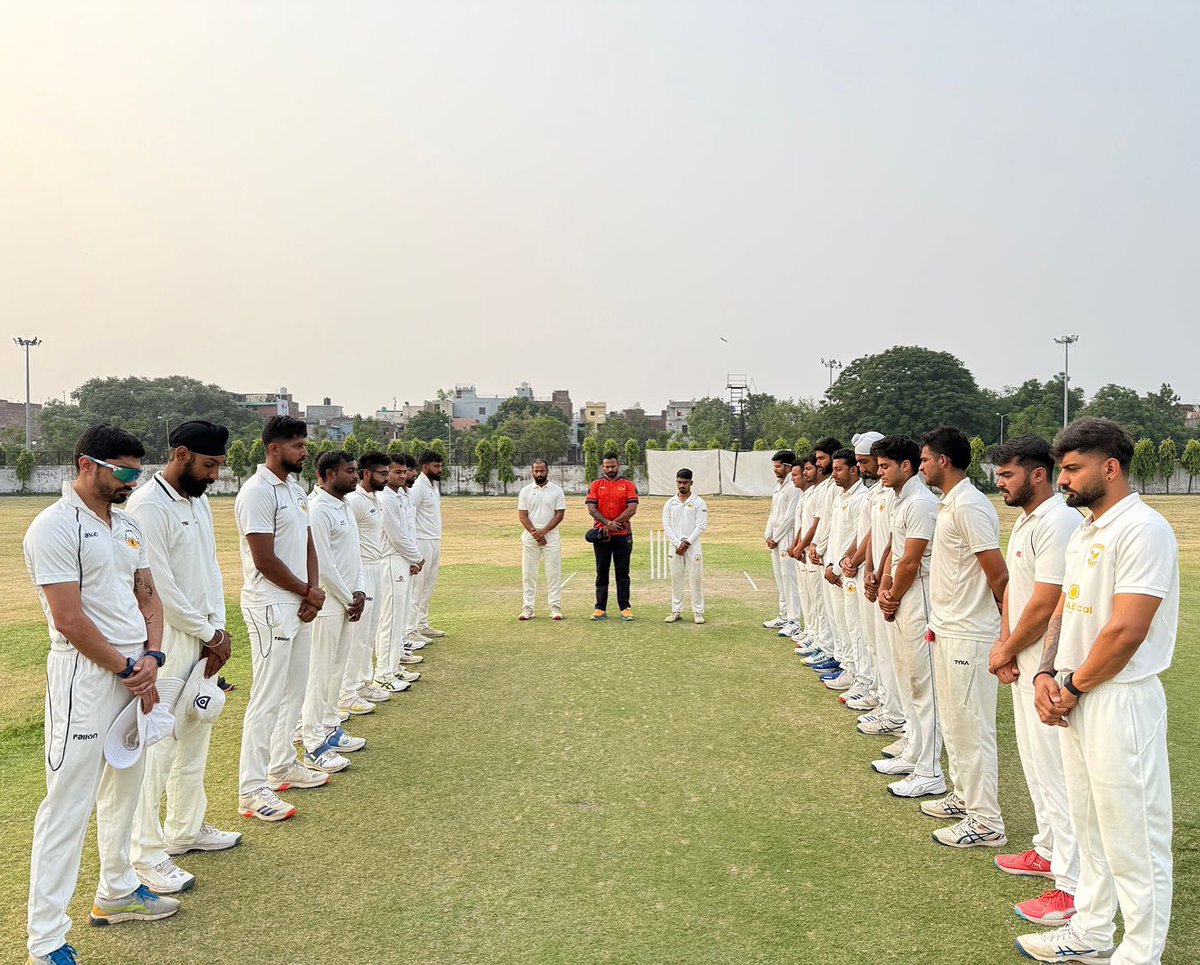 Cricket took a pause, as hearts stood united in grief &amp; remembrance

Players observed two minutes of silence before the Senior Men’s Selection Matches to mourn the victims of the tragic Air India plane crash.

Our thoughts and prayers are with the departed souls &amp; their families.