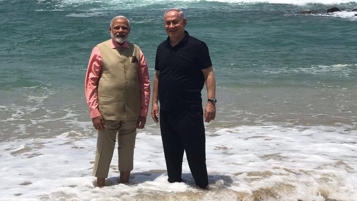 sauravbas's tweet image. In few years everyone will begin to understand that Israel lobby has leverage on BJP and our policies are being dictated by them. On that day even bhakts will regret this picture.