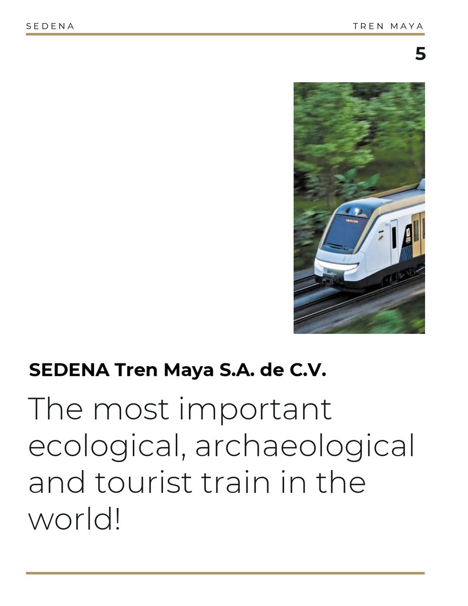EmbaMexInd's tweet photo. Get aboard #TrenMaya - the most important ecological, archaeological and tourist train in the world!
The #MayanTrain🚆 runs through 34 train stations through 5 🇲🇽 states: #Chiapas #Campeche #Tabasco #Yucatán #QuintanaRoo.
#temayinporelmundo #DiplomaciaTuristicaMX https://t.co/1Q7loLdWlq