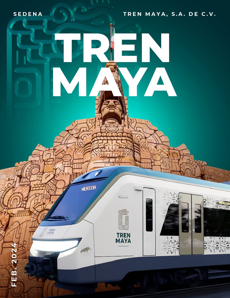 EmbaMexInd's tweet photo. Get aboard #TrenMaya - the most important ecological, archaeological and tourist train in the world!
The #MayanTrain🚆 runs through 34 train stations through 5 🇲🇽 states: #Chiapas #Campeche #Tabasco #Yucatán #QuintanaRoo.
#temayinporelmundo #DiplomaciaTuristicaMX https://t.co/1Q7loLdWlq