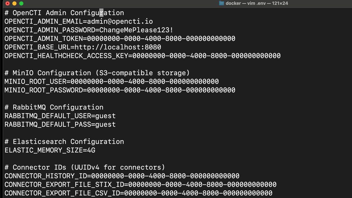 R4ck4tt4ck's tweet image. may have got some ADHD magic beans unofficially to test, so am back tryna work out the OpenCTI .env file config today #UUID
