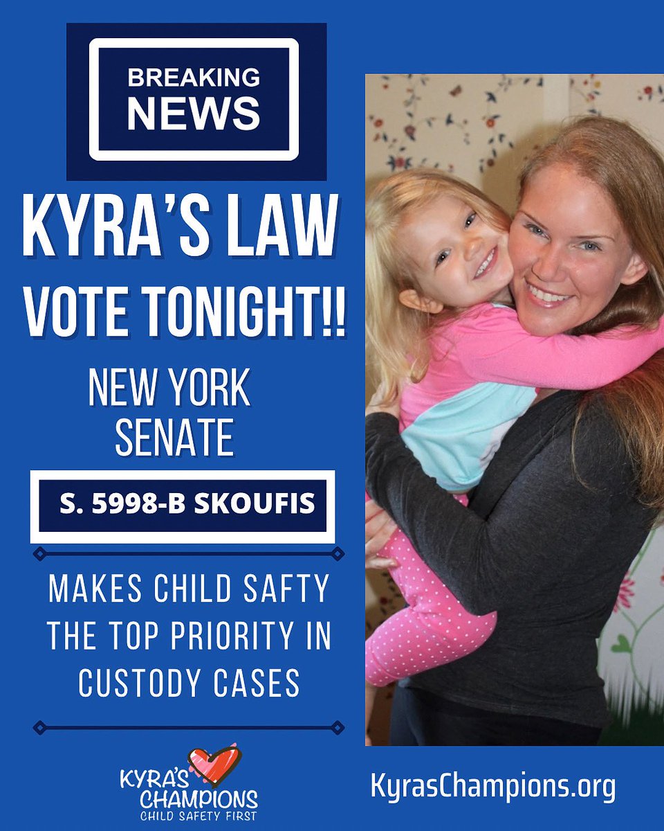 Kyra’s Law vote tonight! Make Your Voice Heard! Click here and follow the prompts to tell our Senators to vote YES - KyrasLaw.com #KyrasLaw #NYSenate #FamilyCourtReform #ChildCustody #KyraFranchetti