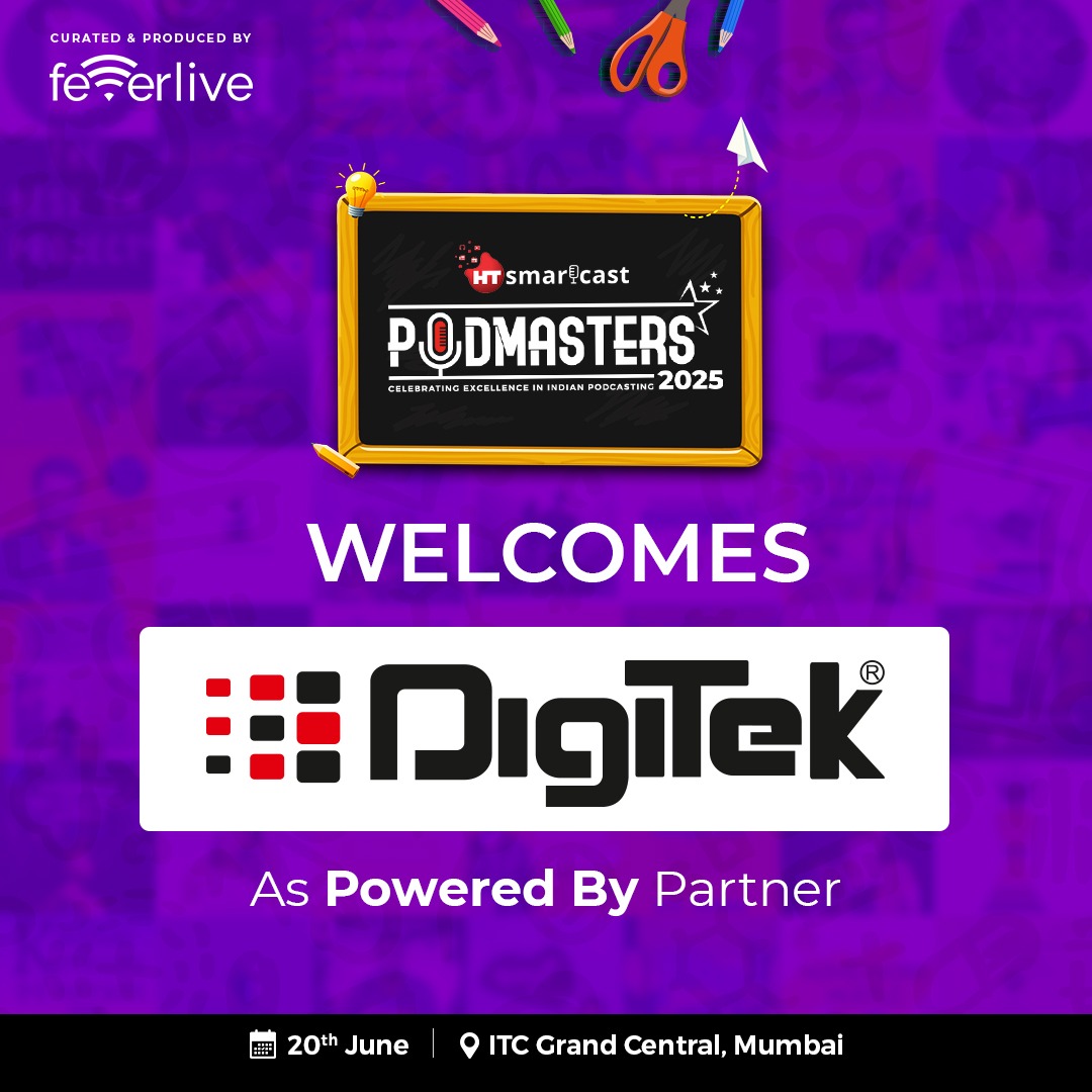 HTSmartcast's tweet image. Welcoming @DigitekOfficial as our Powered By Partner for #Podmasters2025 — where the future of podcasting meets tech-forward brilliance.

Can’t wait for the community meetup on 20th June in Mumbai ✌️

#IndianPodcasting, #Podcasters, #PodcastIndia, #PartnershipAlert, #HTSmartcast