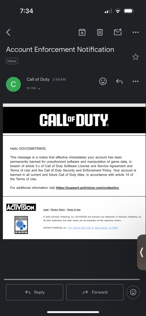Anyone else been randomly perma banned? Is this an ongoing current problem or just me? Mind you, I haven’t touched the game since Sunday and got this mail last night. Nor have I ever done anything to manipulate the game 🫠
