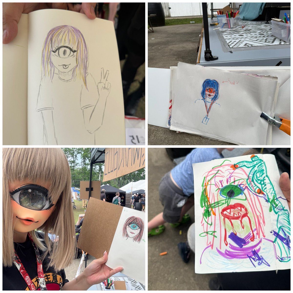 ライブドローイングのモデルに呼ばれて描いてもらったやつ、全部愛おしいな！！！！うれし！