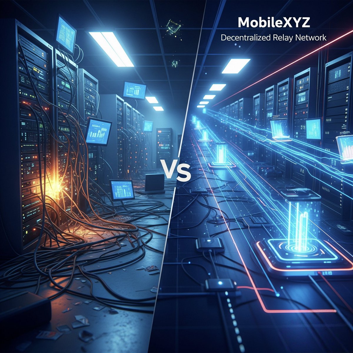 Rashid8430's tweet photo. @mobiledotxyz MobileXYZ  decentralized relay network keeps spatial data available during internet outages by allowing devices to connect and share data directly in a mesh-like fashion. This contrasts with older systems that rely on a single central server, which, if it fails due to an outage, https://t.co/ZIx6sR5zHx