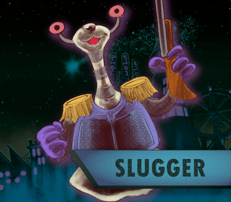 FigsWicked's tweet photo. Slugger is reporting for duty, and this albino mollusk is no joke. He's laid down his popgun rifle and armed himself with the real thing, so watch out!  

Thanks to David Venegas for creating this artwork!  #gamedev #indiegame #IndieGameDev #retrofps #fps https://t.co/BdOXRTbfy6