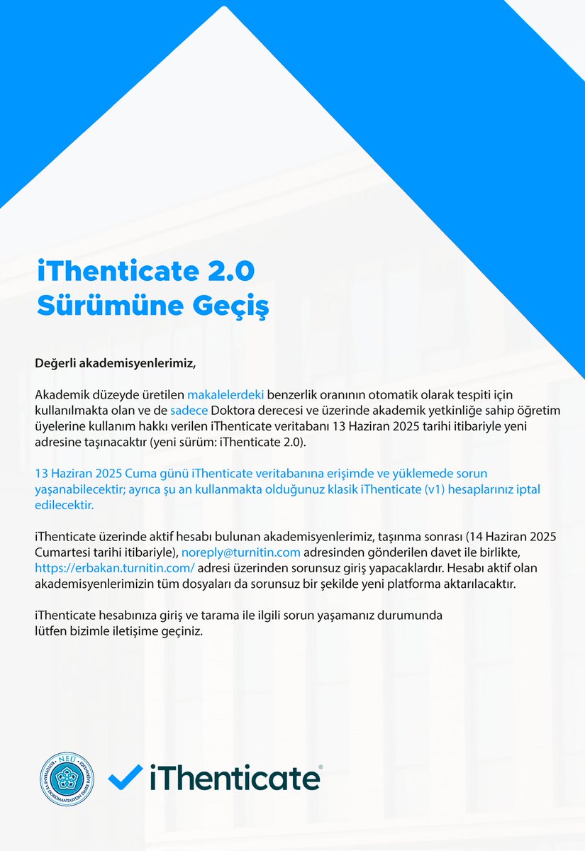 Duyuru!!
iThenticate 2.0 Sürümüne Geçiş başladı.
erbakan.edu.tr/tr/birim/kutup…