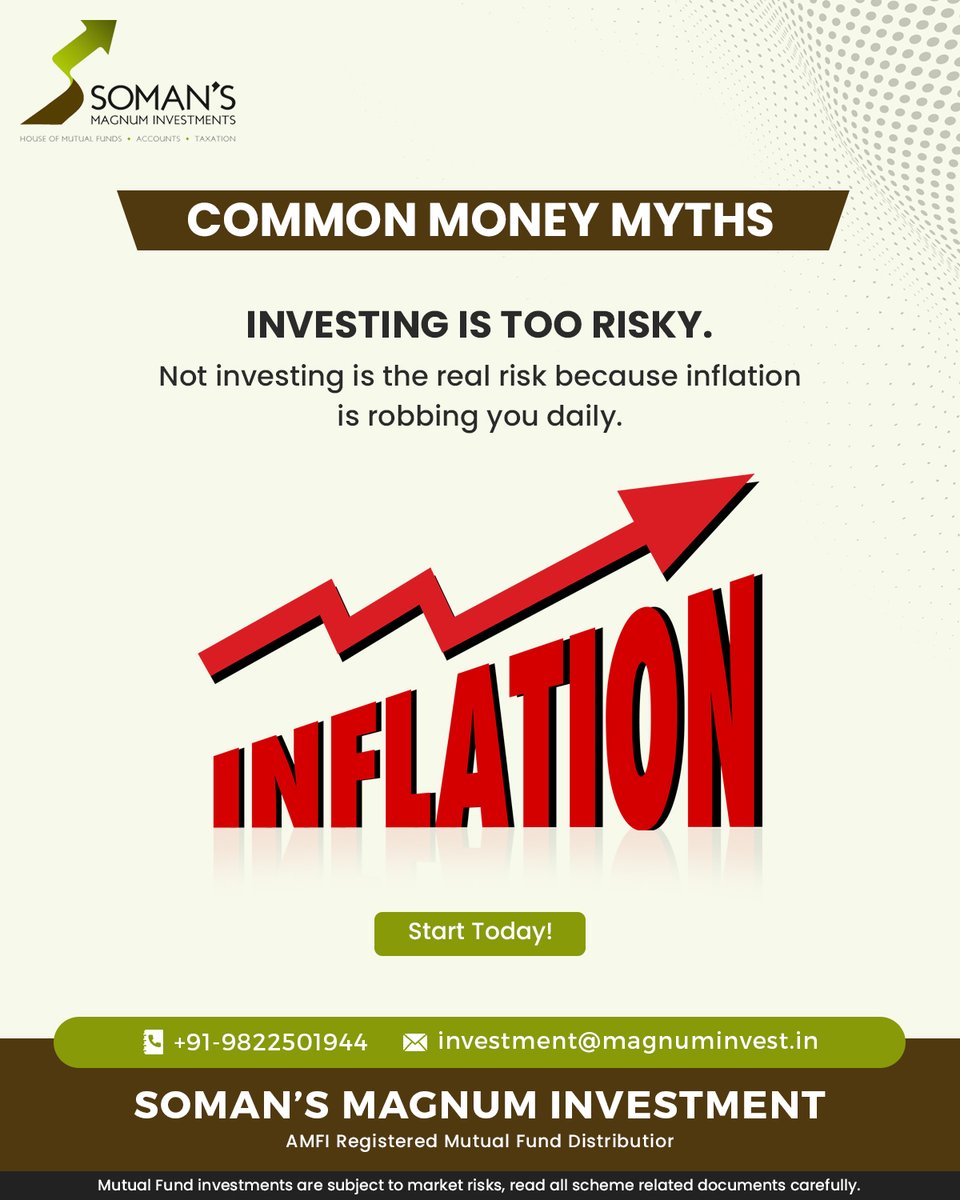 MagnumInvests's tweet photo. Challenging common money beliefs. Explore new paths to financial well-being.
 
 Contact: 9822501944 | 9112269944
 Visit: https://t.co/DpTFBtQdbH
 
 We’re an AMFI-registered mutual fund distributor. 
 
 #TaxStrategy #MoneyBeliefs #ToxicMoneyTraits #Investment #Investing https://t.co/ciPI0QHisx