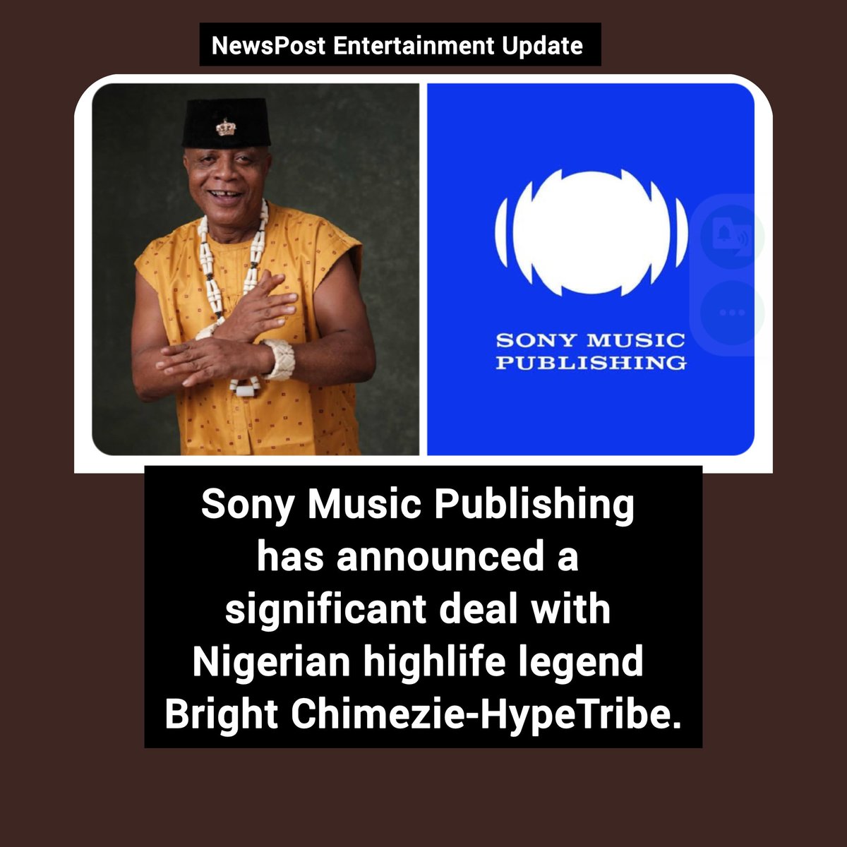 NewspostTv's tweet image. #SonyMusicPublishing hint deal for #BrightChimezie .#BOB #MercyJohnson #EhenebaandEwurama #Ariwallet #SimonEkpa #kendricklamar #Rashford #planecrash #riyadh #AhmedabadPlaneCrash #AirIndia #Davido #Iran #June12 #TinubuIsAOneTermPresident #LoveIsland