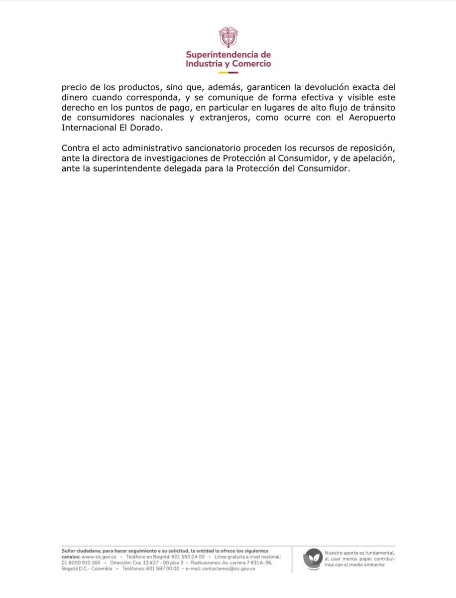 sicsuper's tweet photo. Sanción en el aeropuerto El Dorado 🚨

La SIC multó a dos establecimientos por no informar precios ni garantizar vueltas exactas a los viajeros, con sanciones de más de $230 millones.

🛑 Exige información clara. Tus derechos cuentan. #sanción https://t.co/LcvYIZo5QD