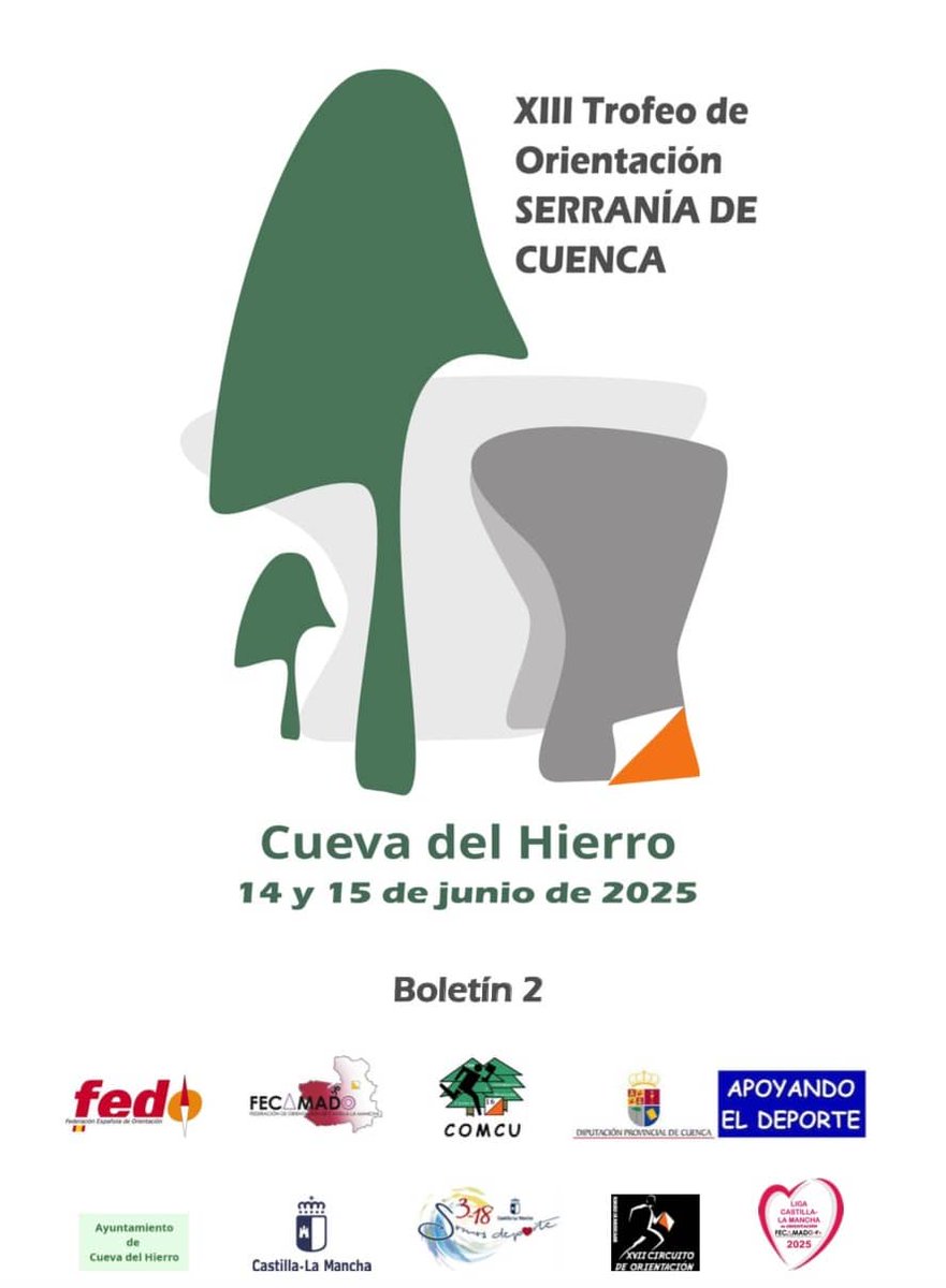 El próximo fin de semana en #Cuevadelhierro tendrá lugar el TROFEO SERRANÍA DE #CUENCA de #Orientación, que son la 5ª y 6ª  prueba del XVII CIRCUITO DE ORIENTACIÓN "DIPUTACIÓN DE CUENCA".

Salida: 10:00 horas.
Organización: COMCU

<a href="/DipuCuenca/">Diputación de Cuenca</a>
#dipucuenca