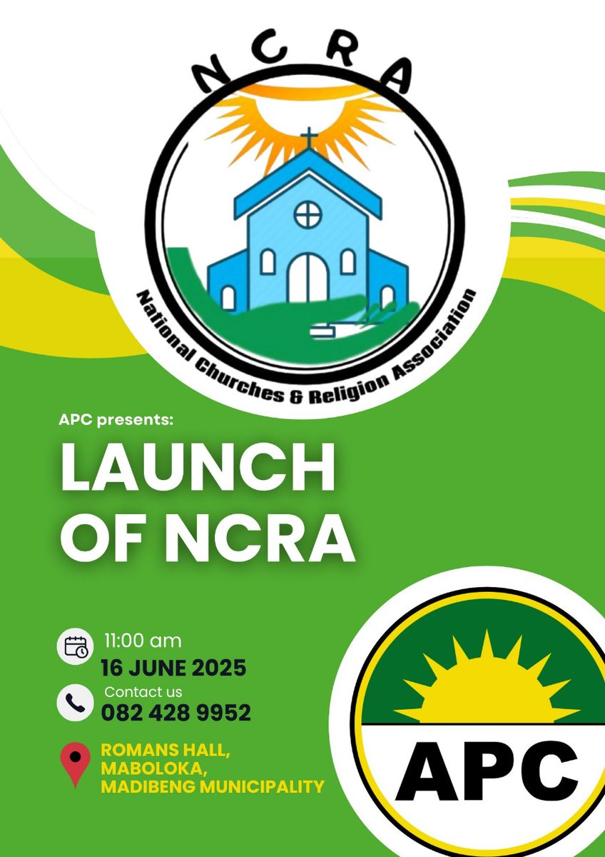 Fellow Azanians, the APC announces the launch of the National Churches and Religion Association[NCRA] on June 16th in Madibeng, NW. I, together with the Deputy SG and others will grace the occasion. Projection of the African personality and spirituality is the key to liberation.