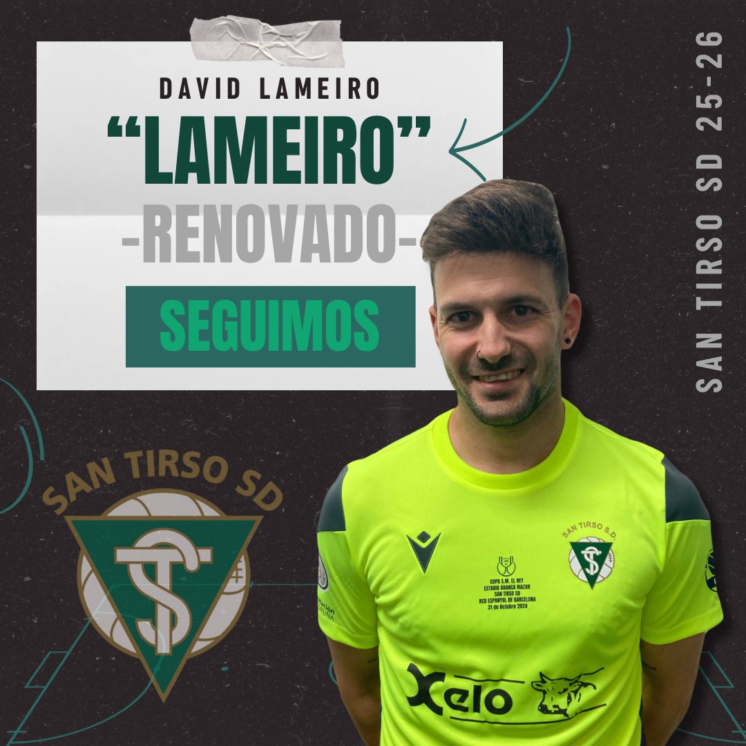 PRIMEIRO EQUIPO | 25/26

✔️RENOVACIONS

🤝 Un dos nosos capitans renova e estará con nos a tempada 25/26 na Preferente Galega.

✅ David Lameiro

#unsentimentoquelalexadende1940