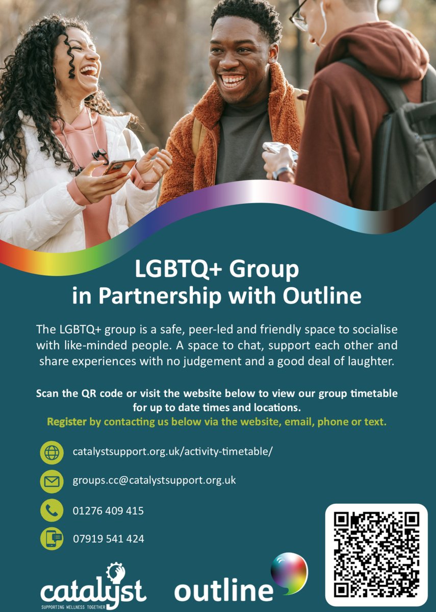 We're excited to launch two new ways to connect, recharge and feel supported 💚

👣 2 Hours in Nature – Gentle Walks in Farnham
🤝 LGBTQ+ Group (in partnership with Outline)

🗓️ For full details, head to our activity timetable:
 👉 catalystsupport.org.uk/services/menta… #MentalHealthMatters