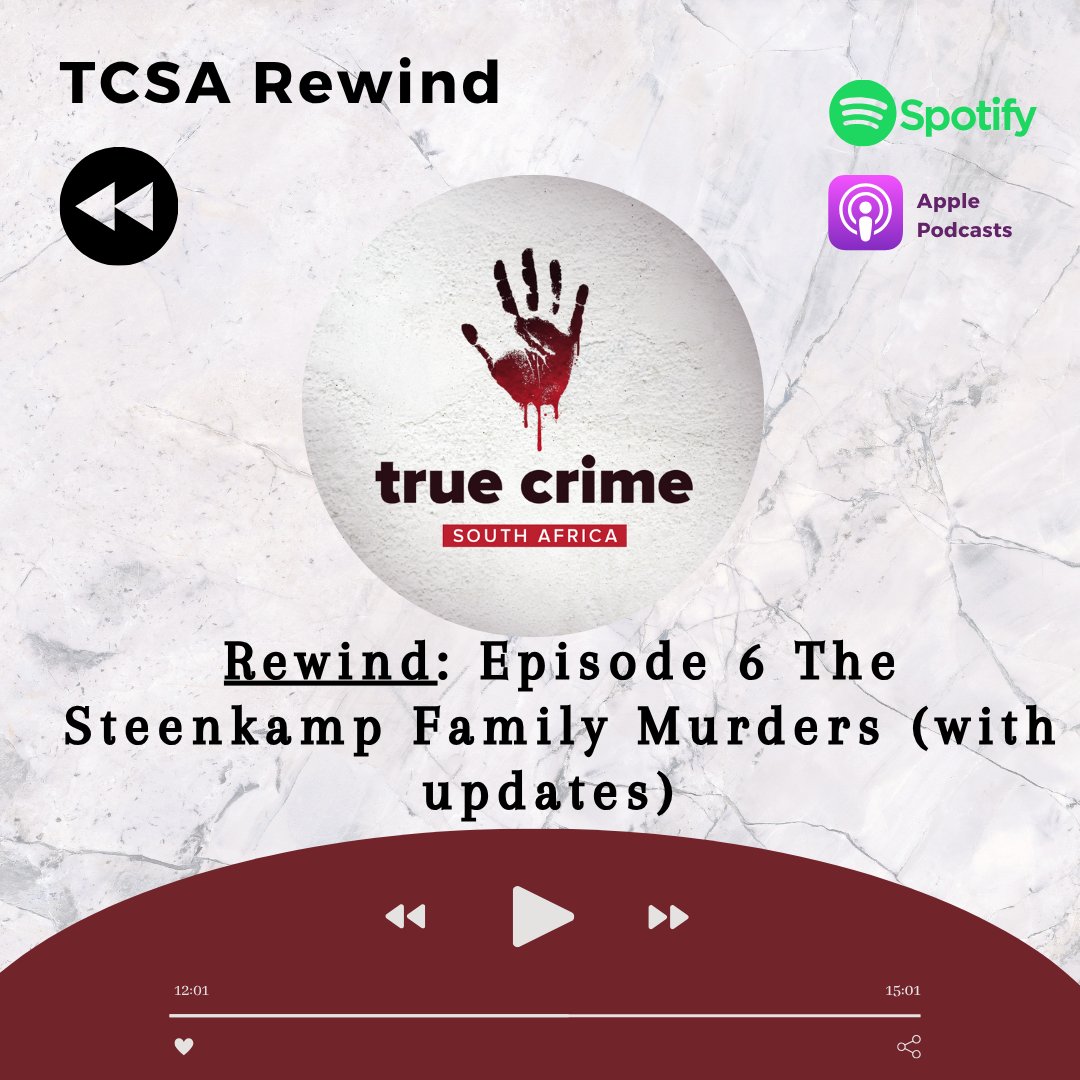 TCSApod's tweet image. TCSA Rewind: Highlighting past episodes &amp;amp; updates on cases. Stay tuned till the end for an update. 
On 6 Apr 2012, 3 Steenkamp family members were brutally murdered. The killer was the last person anyone expected.
This ep is sponsored by Ring. 
Listen: iono.fm/e/1565923