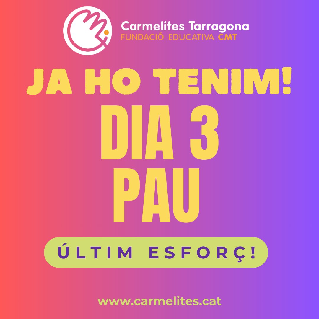 carmelitestgn's tweet image. #ADMTWC #POSTC Últim dia de les PAU, últim esforç! Acabeu amb una jornada intensa, però que de ben segur en finalitzar el dia ja ho veureu com un pas més per encarar el vostre futur. Endavant noies i nois, ja ho teniu! #femPAU #aprenemfent #depetitsagrans #viucarmelites