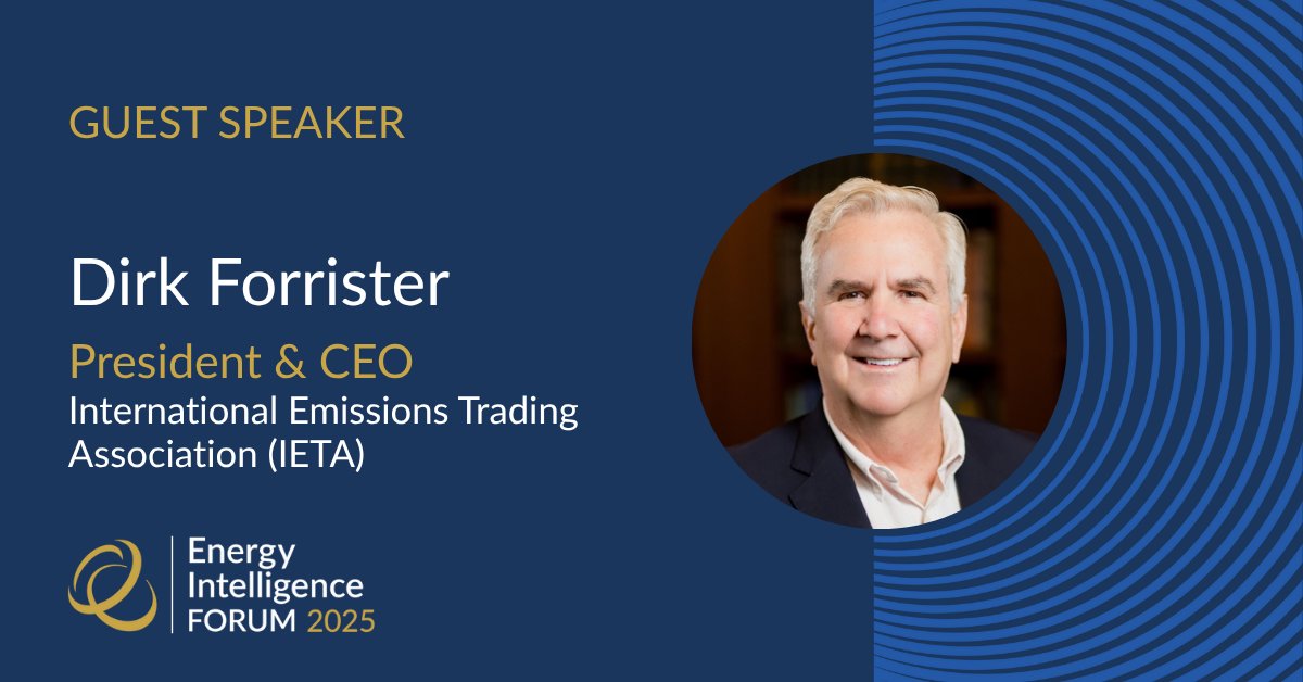 We’re pleased to welcome Dirk Forrister, President &amp; CEO of International Emissions Trading Association (IETA), to the stage at Energy Intelligence Forum 2025.

Join industry peers, thought leaders, and changemakers.

Join the conversation:🔗 bit.ly/3YlsmJa

#EIForum2025