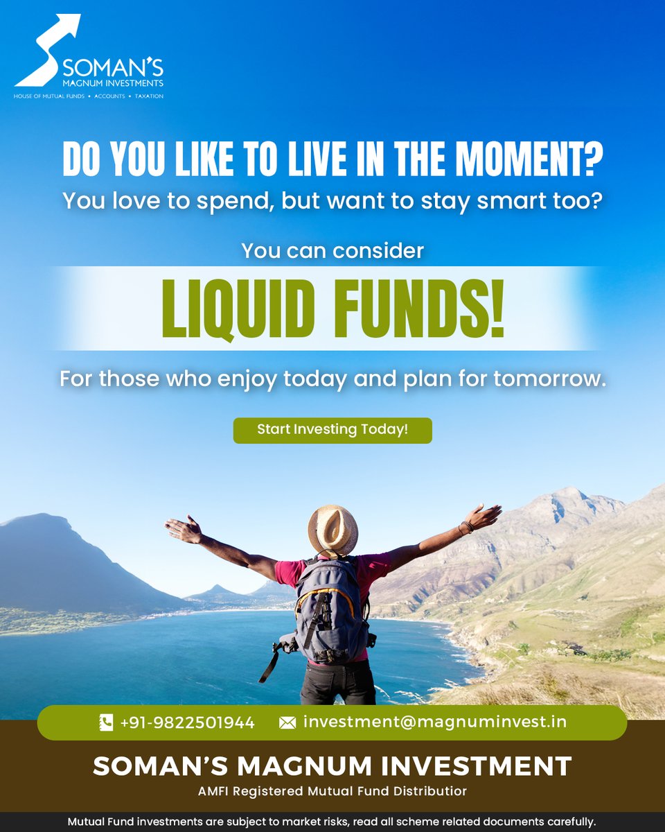 MagnumInvests's tweet photo. Liquid funds are a type of debt mutual fund that primarily invests in very short-term debt and money market instruments with a maturity of up to 91 days. 

 Contact: 9822501944 | 9112269944
 Visit: https://t.co/DpTFBtPFm9
 
 #LiquidFunds  #MutualFunds #ShortTermGoals #Debtfunds https://t.co/5LohoWinxo
