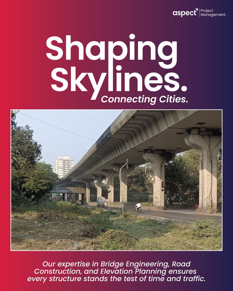 Aspect_pmc's tweet image. Connecting lives through infrastructure.
Our road &amp;amp; bridge solutions fuel seamless movement across cityscapes.

#ConnectingCities #SmartInfrastructure #BridgeEngineering #RoadPlanning  #AspectPMC
#BridgingTraditionsBuildingTomorrow
