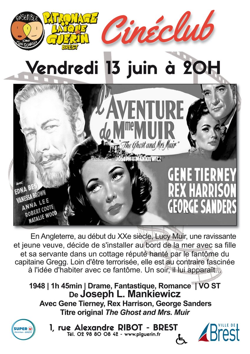#brest #cinema #mankiewicz #cineclub <a href="/PLGUERIN29200/">PL Guérin Brest</a> ce vendred 13/06 à 20 h #angleterre #ghost  <a href="/FMutine/">fréquence MUTINE 103.8 FM - Brest</a> <a href="/redacOFbrest/">Ouest France Brest</a> <a href="/TLGBrest/">Le Télégramme Brest</a> <a href="/paulbohec/">Paul Bohec</a>  <a href="/mlouedec1/">Mickaël Louédec</a> <a href="/TebeoTV_Tebesud/">Tébéo & Tébésud TV - Les Télés Locales Bretonnes</a>  <a href="/icibreizhizel/">ICI Breizh Izel</a> <a href="/RCF29/">RCF Finistère</a> <a href="/RadioNeptune29/">Radio Neptune</a> <a href="/du_caf62601/">Caf du Finistère</a> <a href="/nedelecyohann/">Yohann Nédélec</a>  <a href="/PascaleBrest/">Pascale de Brest🐢✌</a> <a href="/brestinsoumise/">Brest insoumise</a>