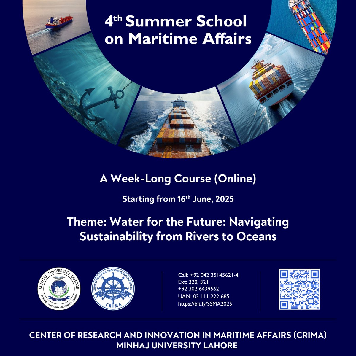 4th Summer School on Maritime Affairs
June 16, 2025 | Online (1 week)
 Water for the Future: Navigating Sustainability from Rivers to Oceans
🔗 Register: lnkd.in/eN2WV9U3
#MaritimeAffairs #WaterForTheFuture #BlueEconomy #Oceans